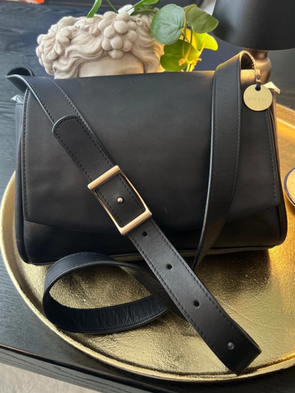 Vintage Skagen Sylvi Leather Flap Crossbody Bag with Adjustable Strap